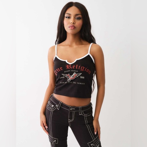 NWT - TRUE RELIGION Horseshoe Ring Womens Ringer Cami - Size S - Picture 1 of 4